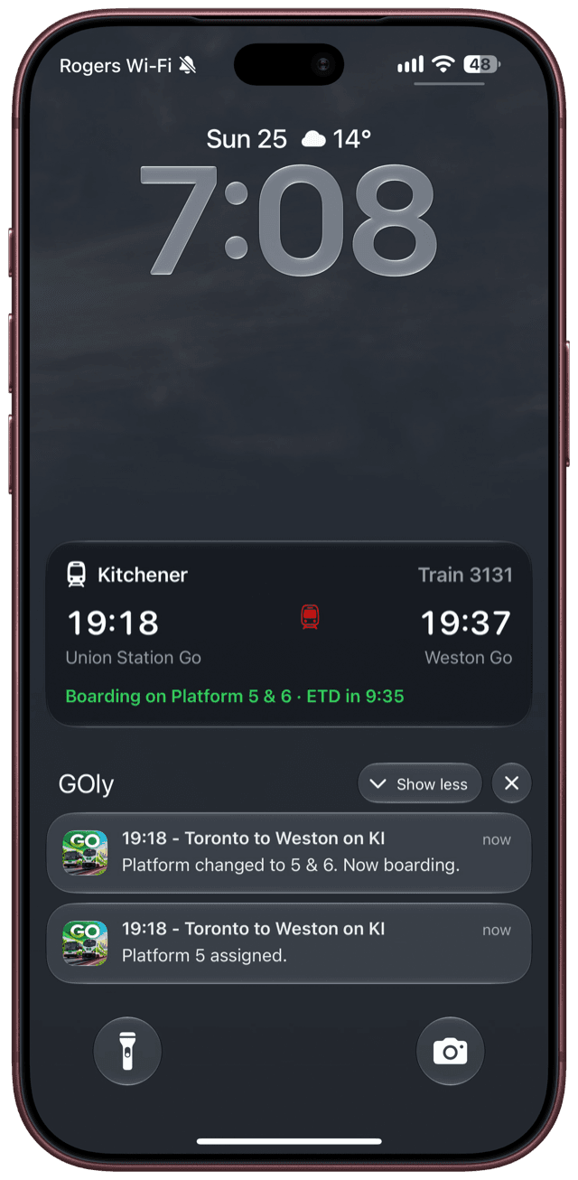 GOly Live Activity on the Lock Screen