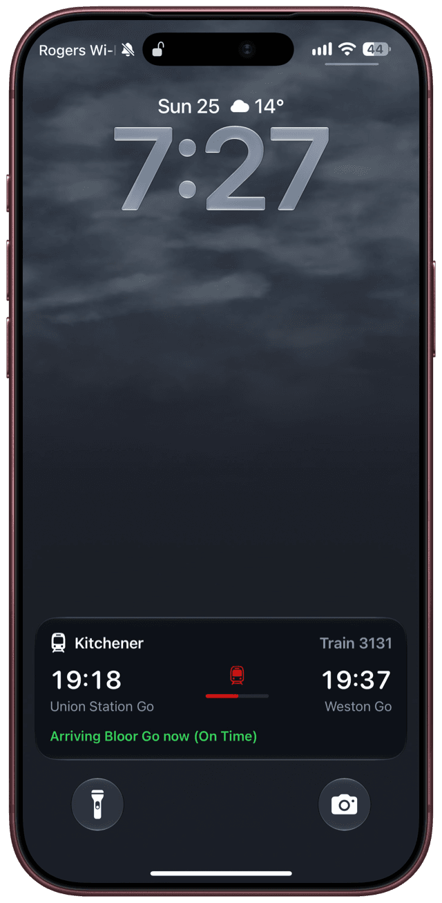 Trip Live Activity on the Lock Screen